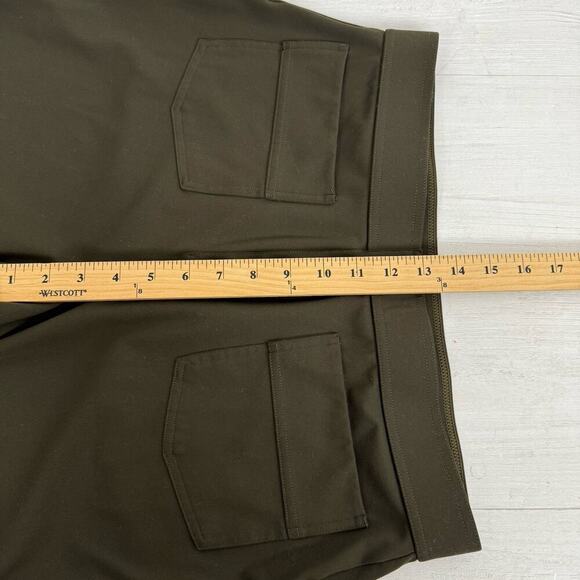 Halara High Waisted Straight Leg Casual Pants Size L Olive Green Stretch Pockets - Picture 12 of 16